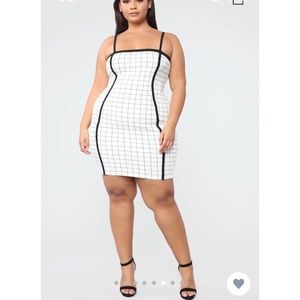 Black and White Grid Mini Dress